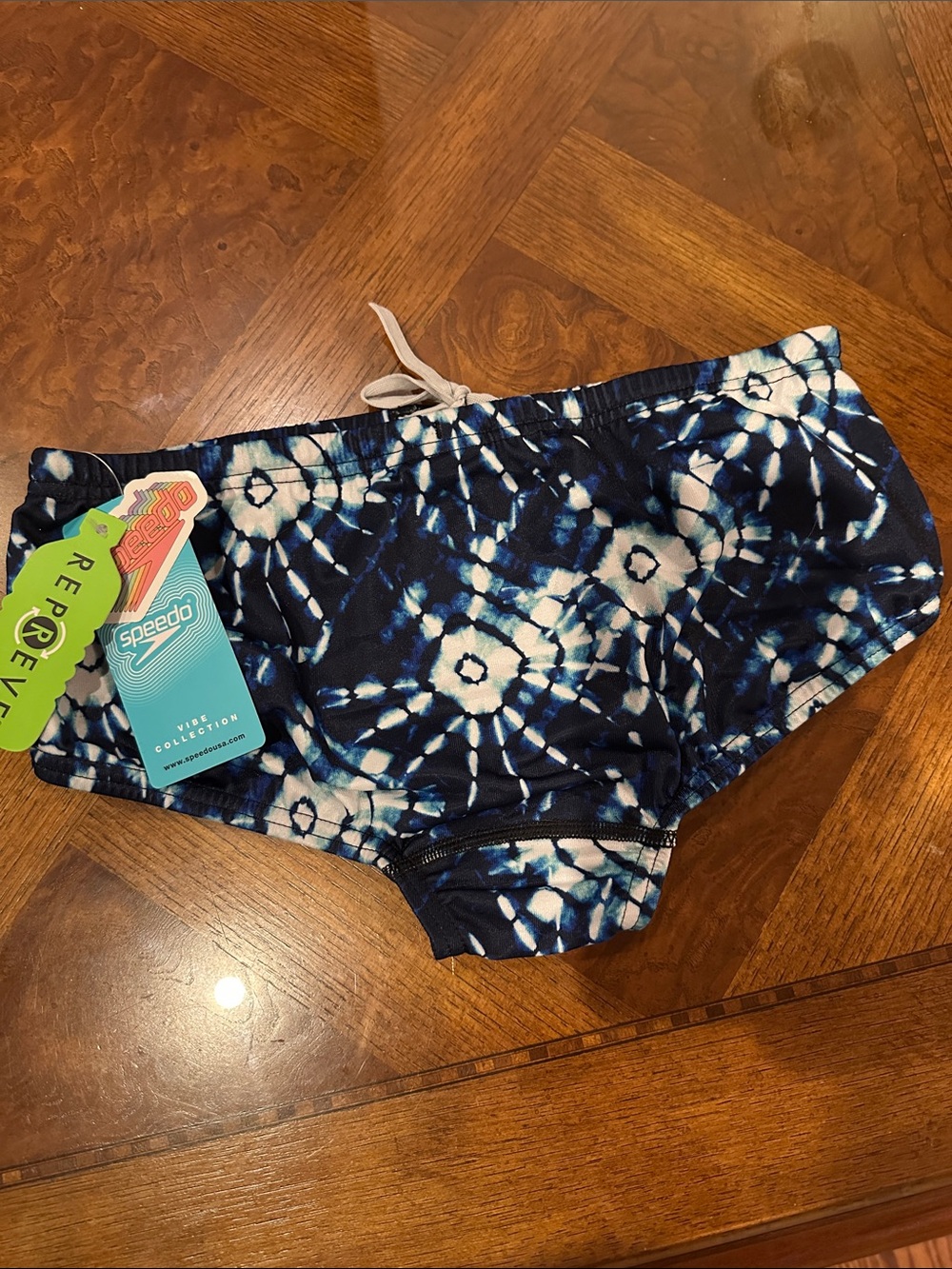 Speedo Blue White Tie-Dye Kids Swim Briefs
